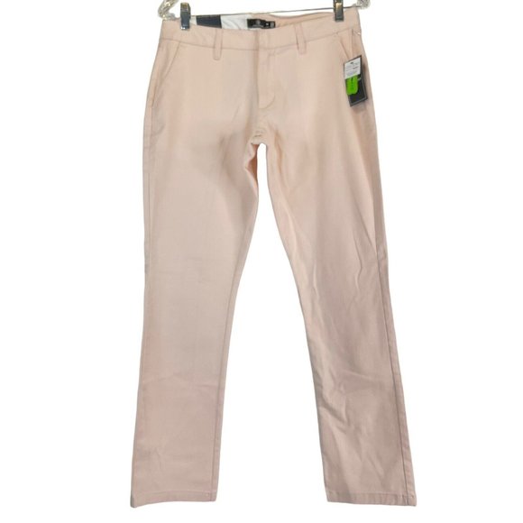 Volcom Dress Pants Womens Sz 28 Beige Fix Waist Slim Straight Regular Fit $75Nwt - Picture 1 of 15